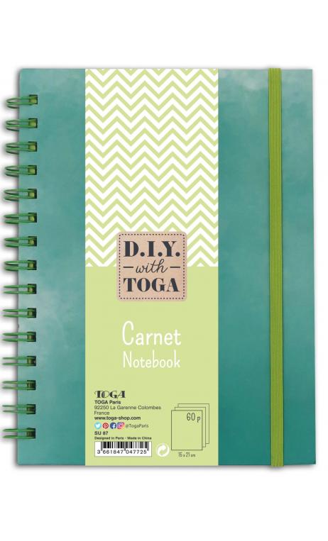 Pastel green bicolor notebook. 15x21 cm binder 60p