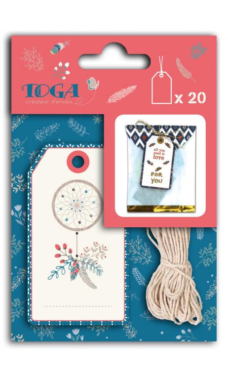 Assorted 20 gold hygge tags + 5m baker's twine
