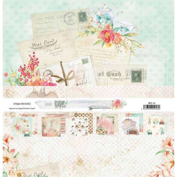"Recuerdame" 6 papeles  para scrapbooking Manoli Navarro