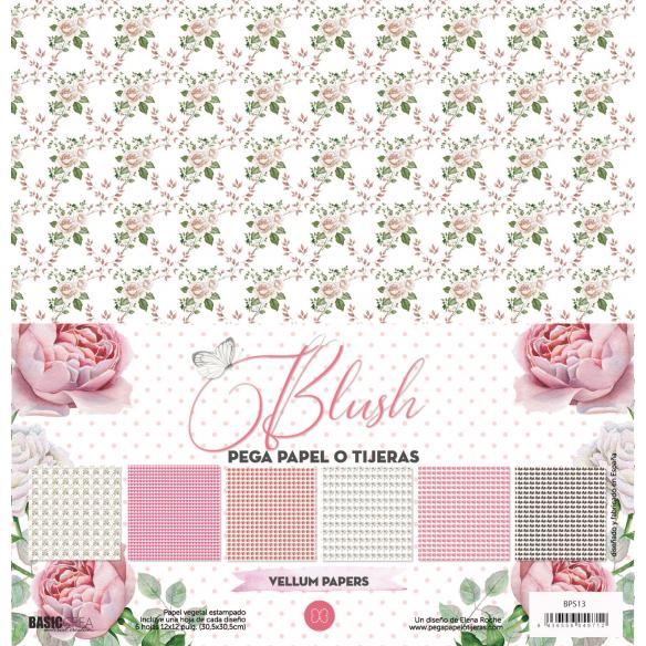 "Vellum Blush" 6 papeles "Vellum" para scrapbooking Elena Roche