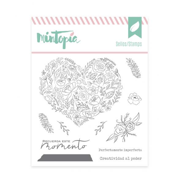 Sello Corazón de flores