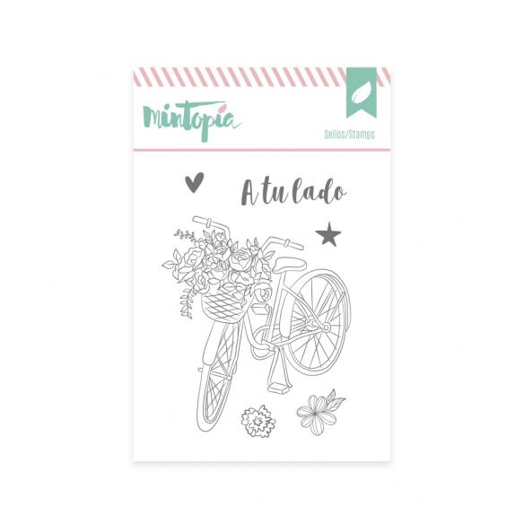 Sello Bici con flores