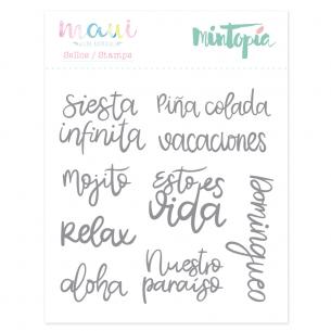 Sello Palabras veraniegas 10,5 cm x 10,5 cm