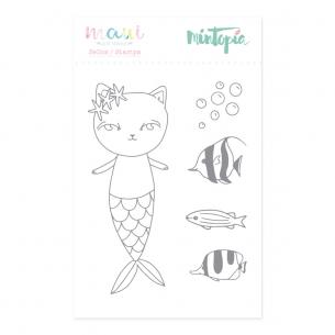 Sello Gato sirena 7 cm x 9 cm