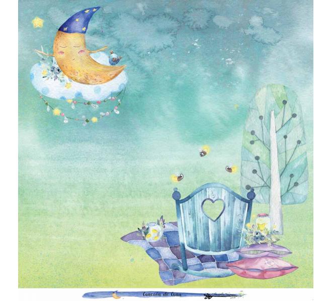 Canción de Cuna 6 papeles +1  Recortable  para scrapbooking Manoli Navarro"