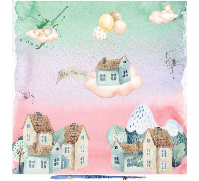 Canción de Cuna 6 papeles +1  Recortable  para scrapbooking Manoli Navarro"