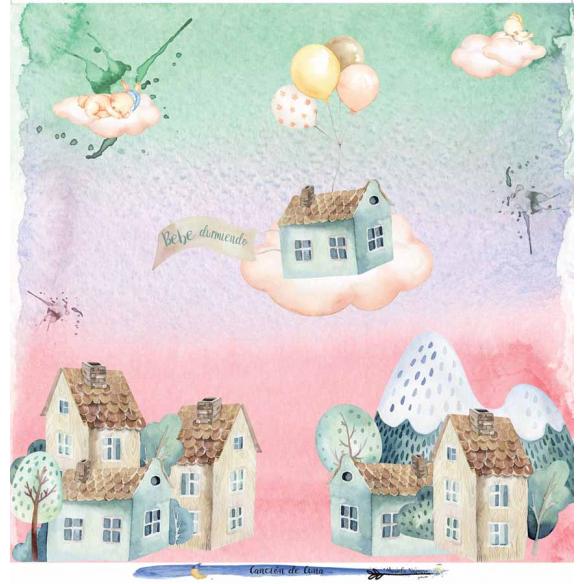 Canción de Cuna 6 papeles +1  Recortable  para scrapbooking Manoli Navarro"