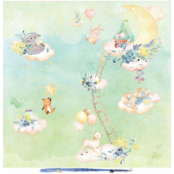 Canción de Cuna 6 papeles +1  Recortable  para scrapbooking Manoli Navarro"