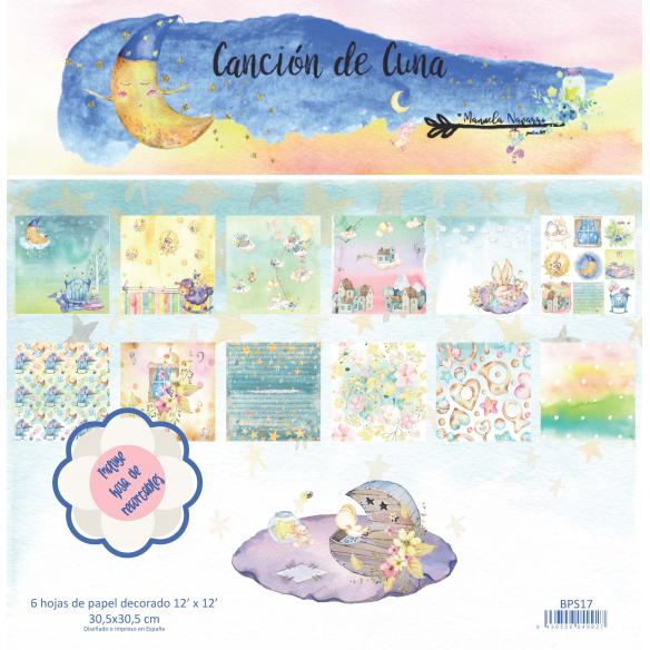 Canción de Cuna 6 papeles +1  Recortable  para scrapbooking Manoli Navarro"