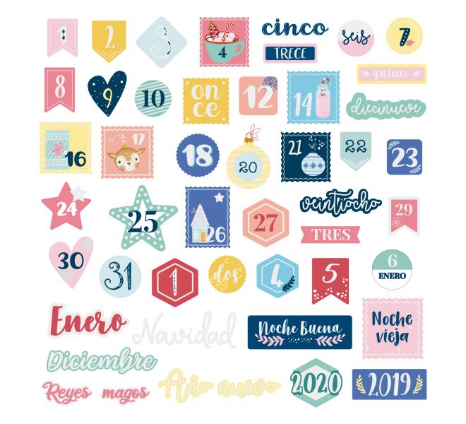 Die cuts Números de adviento con foil Cuento de invierno