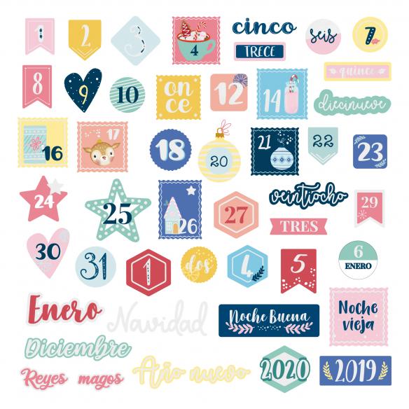 Die cuts Números de adviento con foil Cuento de invierno