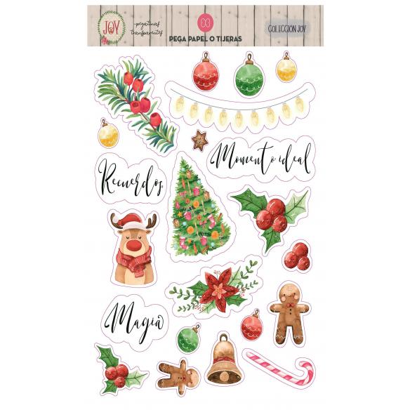 Stickers Transparentes "Joy" 2 hojas A5 Pega Papel o Tijeras