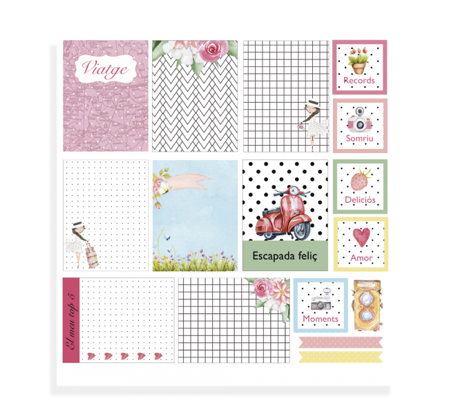 Retallables "CHIC" català- 4 fulls de cartolina 30,5x30,5 impresos a 1 cara