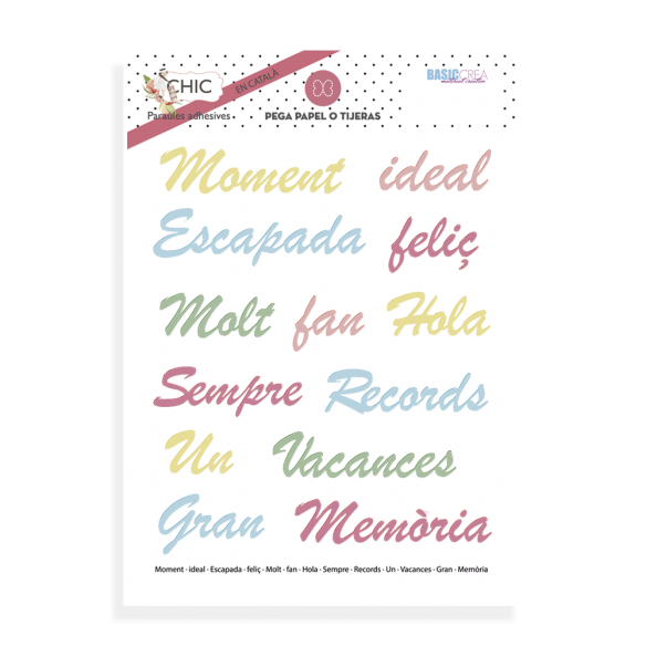 Enganxines en vinil opac "CHIC" català -1 hoja 10x15