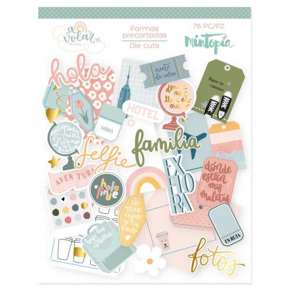 Die cuts Tags and pockets with foil A fly