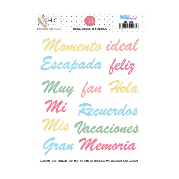 Pegatinas de vinilo opaco "CHIC" castellano -1 hoja 10x15