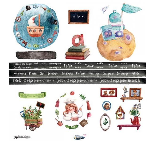 Lavanda &Book  6 papeles +1  Recortable  para scrapbooking  Manoli Navarro