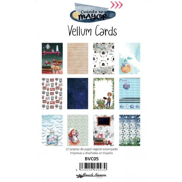 Vellum cards "CHIC" - 12 tarjetas 10x15 impresas en papel vegetal