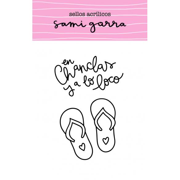 Sello Acrílico EN CHANCLAS  5x8 cm