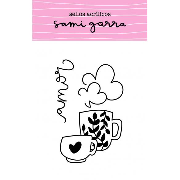 Sello acrílico TACITAS DE AMOR 5x8 cm