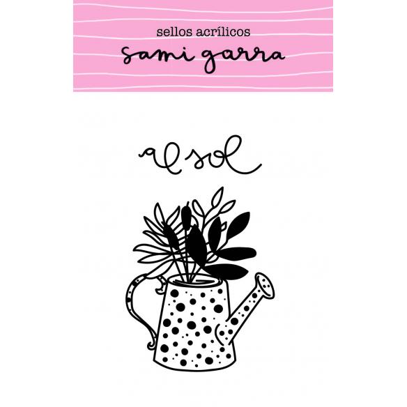 Sello acrílico REGADERA AL SOL 5x8 cm