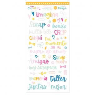 Pegatinas puffy de palabras Imagine