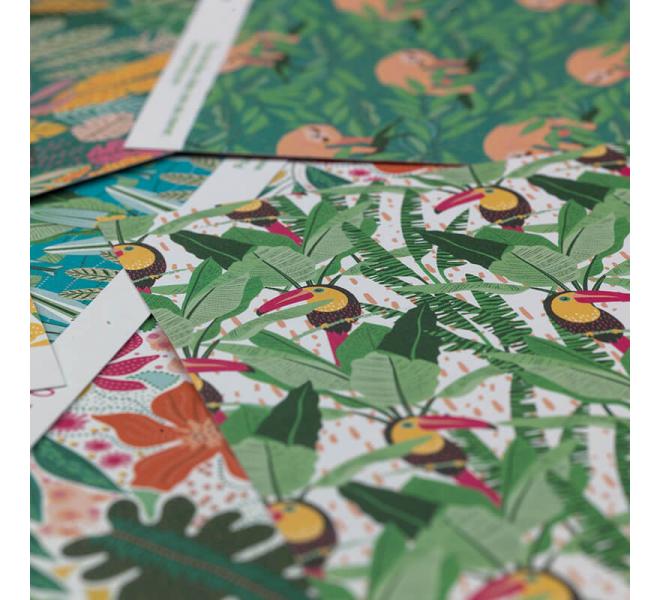Surtido de  6 papeles  impresos a dos caras 30,5x30,5 cm Trop Green