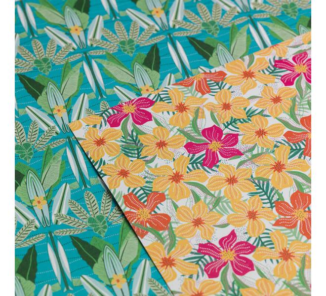 Surtido de  6 papeles  impresos a dos caras 30,5x30,5 cm Trop Green