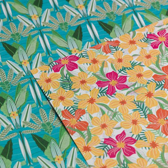 Surtido de  6 papeles  impresos a dos caras 30,5x30,5 cm Trop Green