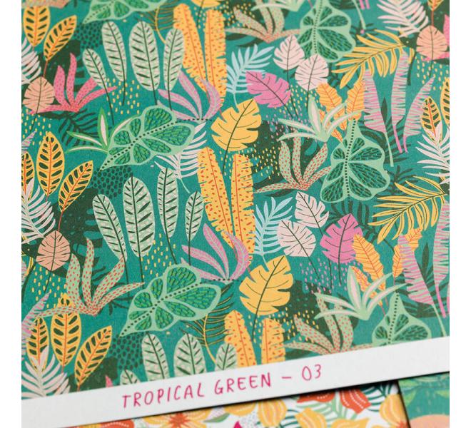 Surtido de  6 papeles  impresos a dos caras 30,5x30,5 cm Trop Green