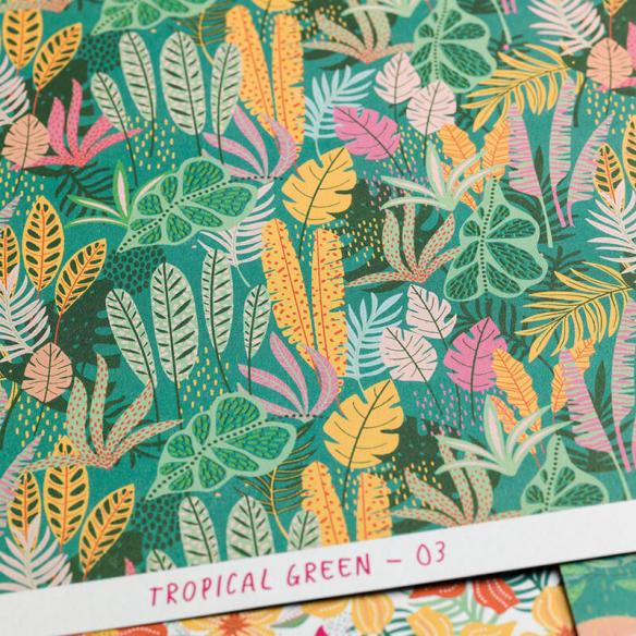 Surtido de  6 papeles  impresos a dos caras 30,5x30,5 cm Trop Green