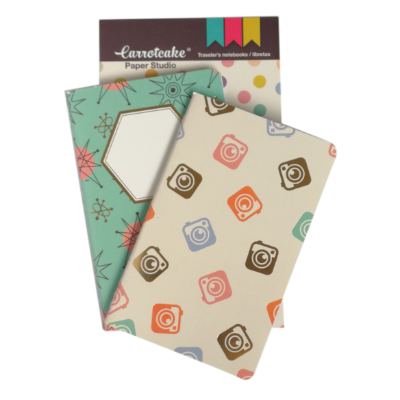 Retro Set 2 Cuadernos Cosidos Liso y Punteado 60 páginas 90x140mm