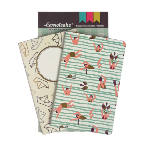 OceanSet 2 Cuadernos Cosidos Liso y Punteado 60 páginas 90x140mm