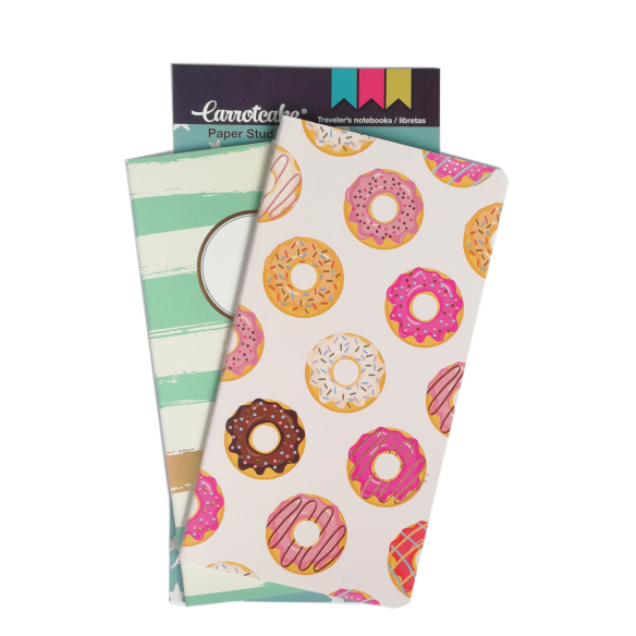 StripesSet 2 Cuadernos Cosidos Liso y Punteado 60 páginas 110x210mm