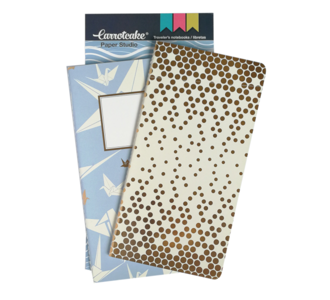 OrigamiSet 2 Cuadernos Cosidos Liso y Punteado 60 páginas 110x210mm