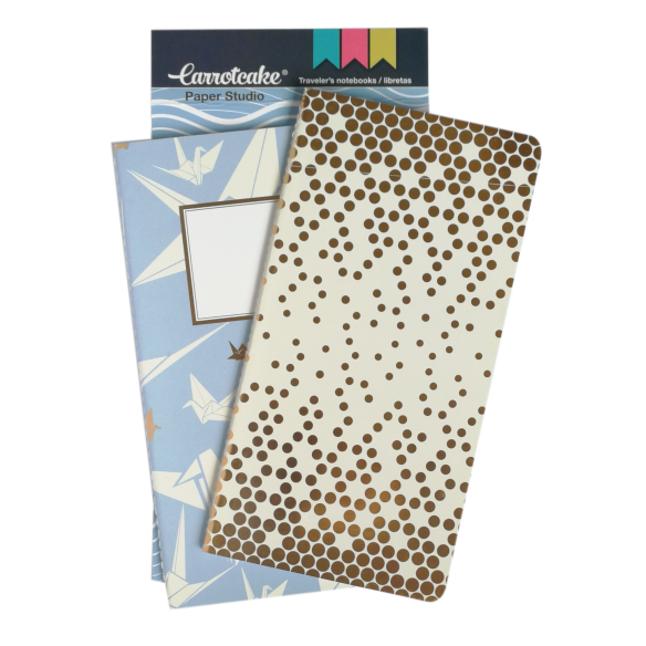 OrigamiSet 2 Cuadernos Cosidos Liso y Punteado 60 páginas 110x210mm