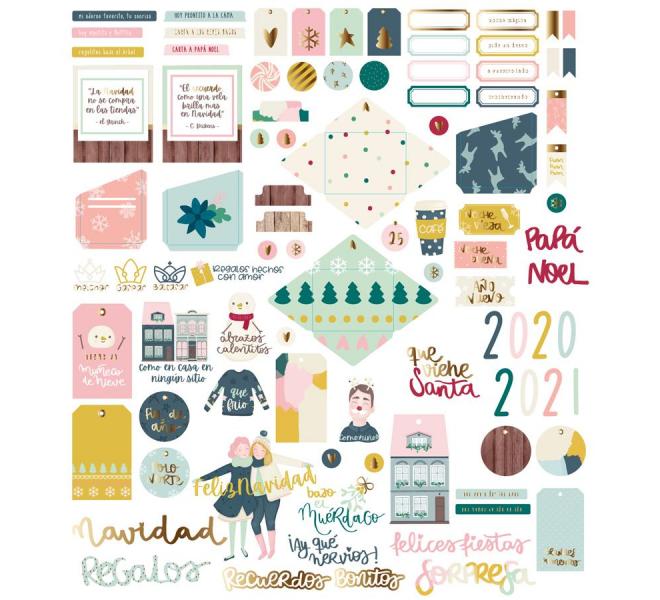 Die cuts Muérdago tags y palabras con foil