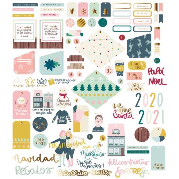 Die cuts Muérdago tags y palabras con foil