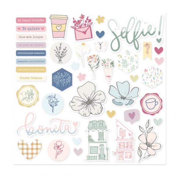 Pegatinas Chipboard-Colección Pétalos