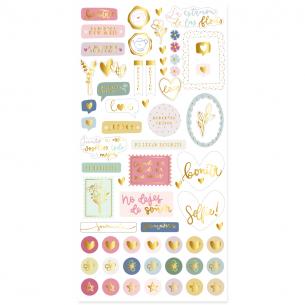 Pegatinas Chipboard con foil-Colección Pétalos