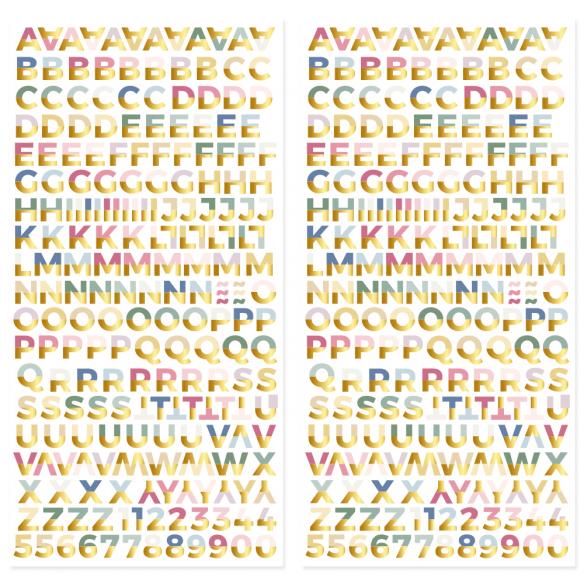 Alfabeto chipboard con foil-Colección Pétalos