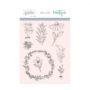 Sello Corona y ramas-Colección Pétalos