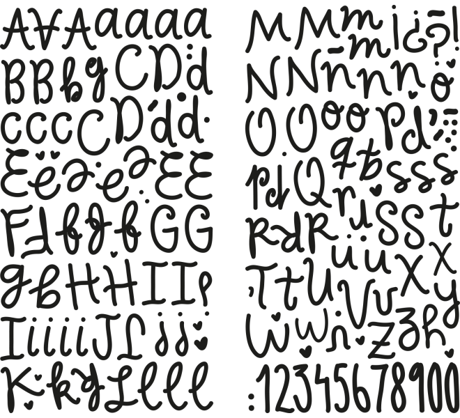 Alfabeto puffy negro JANE