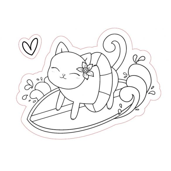 Sello Aloha Gatito surfeando