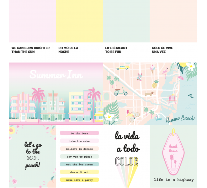 Tarjetas recortables MIAMI PEACH