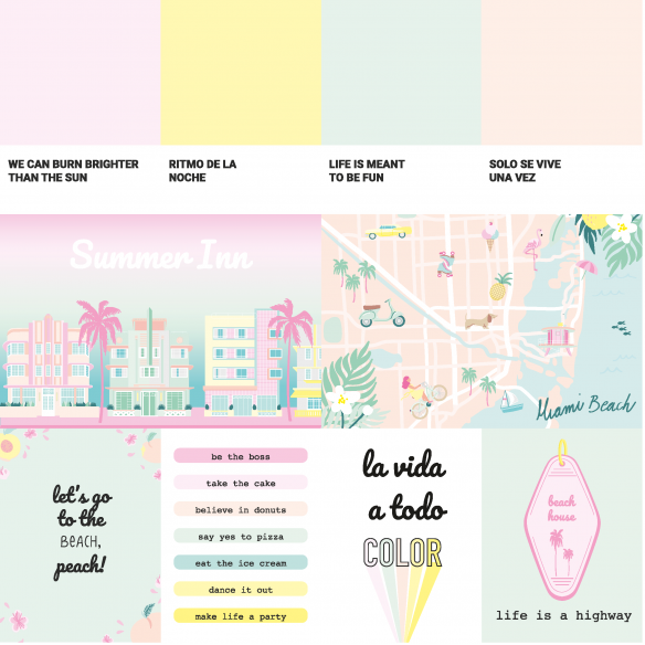 Tarjetas recortables MIAMI PEACH