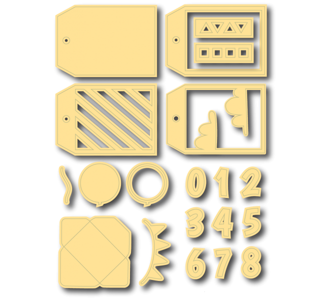 Troquel Tag Shacker "Confeti" 20  piezas - Etiqueta para colgar