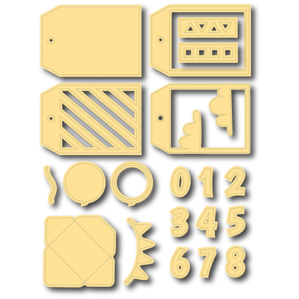 Troquel Tag Shacker "Confeti" 20  piezas - Etiqueta para colgar