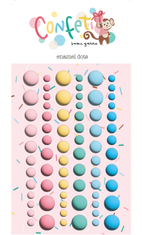 Enamel Dots  "Confeti"72 puntos adhesivos en 4 tamaños distintos