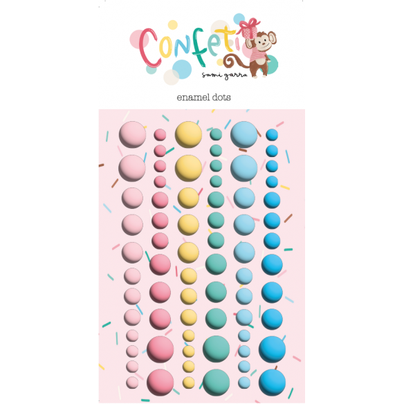 Enamel Dots  "Confeti"72 puntos adhesivos en 4 tamaños distintos